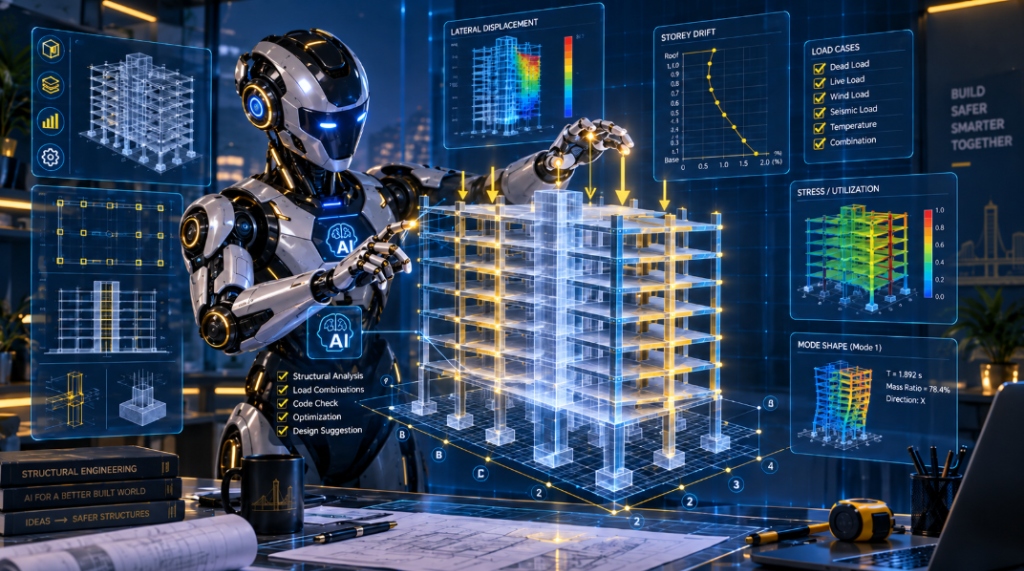 Kỹ sư Robot AI phân tích mô hình kết cấu ETABS